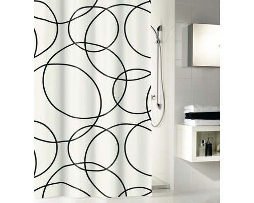 Duschvorhang Kleine Wolke Rings schwarz/weiß Textil 180 x 200 cm