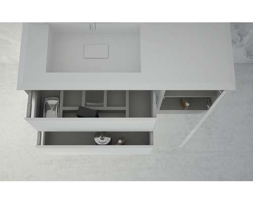 Waschtischunterschrank mit offenen Schubladen und Stauraum
