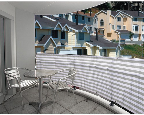 Balkonverkleidung Stripes 500 x 90 cm, grau-weiß