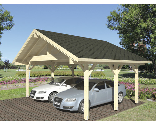 Doppelcarport Palmako Robert 20,6 m2 635x510 cm natur Doppelcarport aus Holz mit zwei Autos