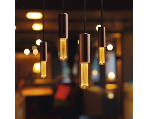 Mehrere Pendelleuchten mit Edison-Glühbirnen