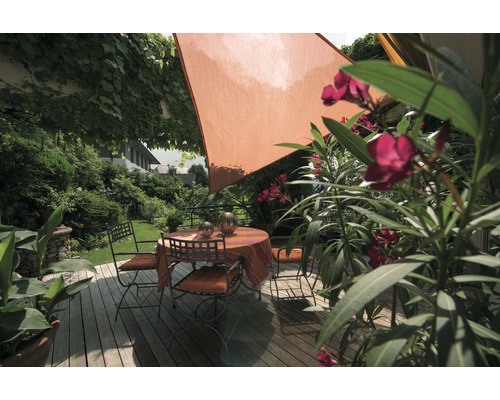 Windhager ADRIA Dreiecksonnensegel 3,6 x 3,6 x 3,6 m HDPE 185 g/m² wind und wasserdurchlässig, terracotta