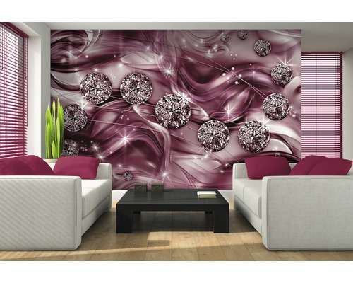 Wohnzimmer mit Fototapete mit Diamantenmuster