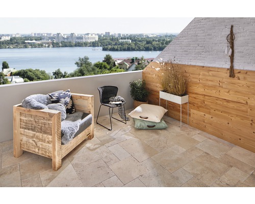 FLAIRSTONE Travertin Terrassenplatten Roma römischer Verband Set = 1,48 m²-0