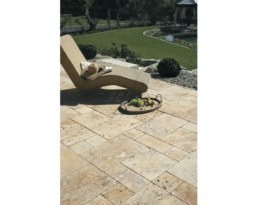 FLAIRSTONE Travertin Terrassenplatte Venezia römischer Verband Set = 1,44 m²-0