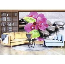Fototapete Papier 3473P4 Zen Orchideen lila grün 2-tlg. 254 x 184 cm-thumb-1