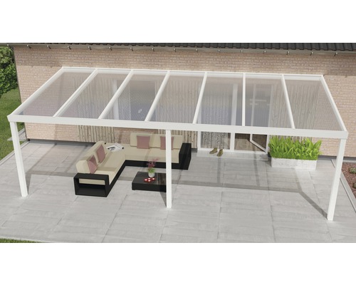 Terrassenüberdachung Expert mit Polycarbonat klar 700x350 cm weiß