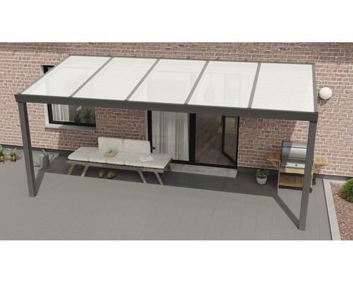 Terrassenüberdachung Expert mit Polycarbonat opal 500 x 250 cm anthrazit struktur