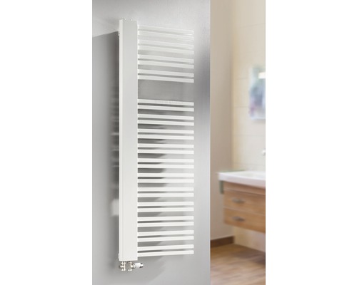 SCHULTE Designheizkörper Bologna Version links 1610x600 mm weiß Weißer Handtuchheizkörper an einer Badezimmerwand