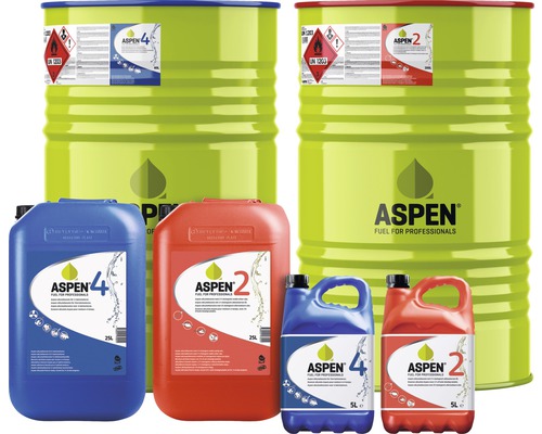 Aspen Kraftstoffe in verschiedenen Gebindegrößen
