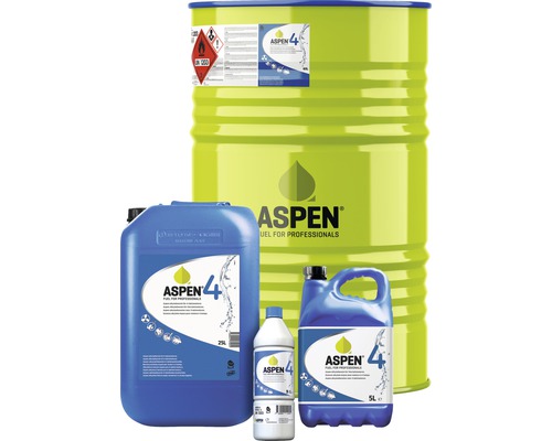 Aspen 4 Kraftstoff für Profis in verschiedenen Behältergrößen
