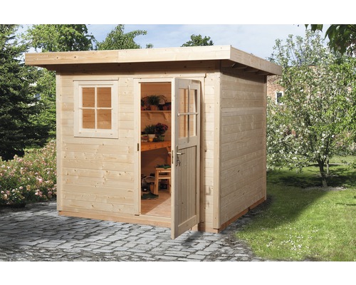 Gartenhaus weka 170 Gr.1 mit Fußboden 280 x 280 cm natur Gartenhaus aus Holz mit Fenster und offener Tür