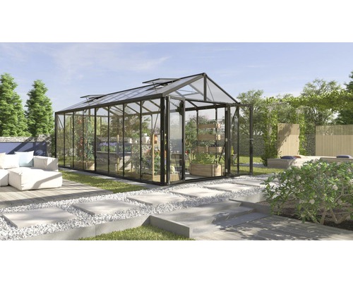 Gewächshaus mit Pflanzen im Garten