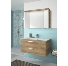 Badmöbel-Set Pelipal Kumba BxHxT 107 x 200 x 50 cm Frontfarbe riviera eiche mit Glas-Waschtisch weiß 99.107032147