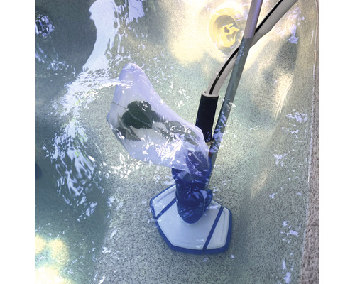 Poolreinigung mit Kescher und Staubsauger