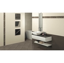 Steingut Wandfliese Moire Beige 20 x 40 cm