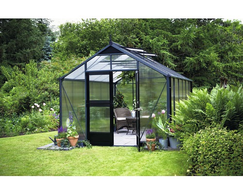 Gewächshaus JULIANA Premium 13 m² 10 mm Stegdoppelplatten 269 x 439 cm anthrazit Gewächshaus JULIANA Premium 13 m² 10 mm Stegdoppelplatten 269 x 439 cm anthrazit