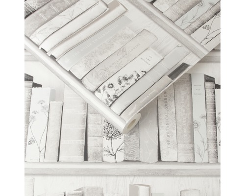 Tapete mit Bücherregal-Motiv für die Wandgestaltung