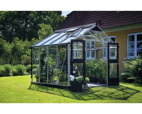 Gewächshaus JULIANA Premium 8,8 m² 3 mm Sicherheitsglas 296 x 296 cm Aluminium Gewächshaus JULIANA Premium 8,8 m² 3 mm Sicherheitsglas 296 x 296 cm Aluminium