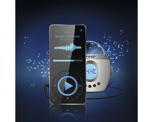 Reer Einschlaf Musik Projektor mit Temperaturanzeige