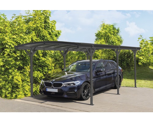 Einzelcarport WESTMANN Rundbogen 6 mm Doppelstegplatten 15 m² inkl. Regenrinne 300 x 505 cm anthrazit-0