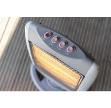 Heizlüfter mit Schaltern für Drehfunktion und Leistungsstufen