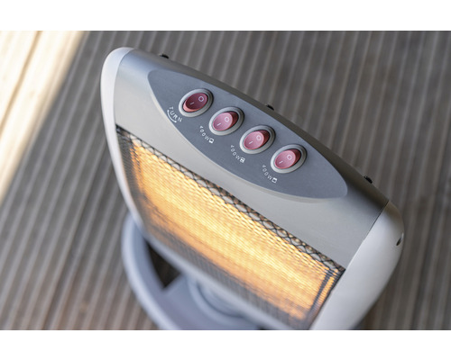 Heizlüfter mit Schaltern für Drehfunktion und Leistungsstufen