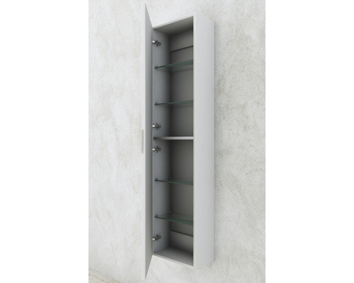 Offener Badezimmerschrank mit Glasablagen zur Wandmontage