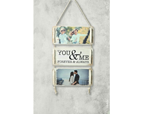 Dekorative Fotogalerie mit Schriftzug You and Me Forever and Always zum Aufhängen