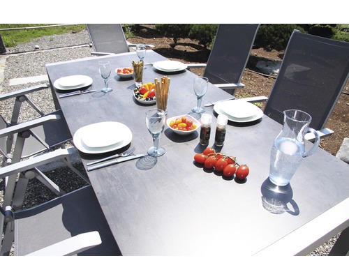 Gartenmöbelset Acamp 6 -Sitzer bestehend aus: Tisch, 6 Stühle Aluminium platin zementgrau