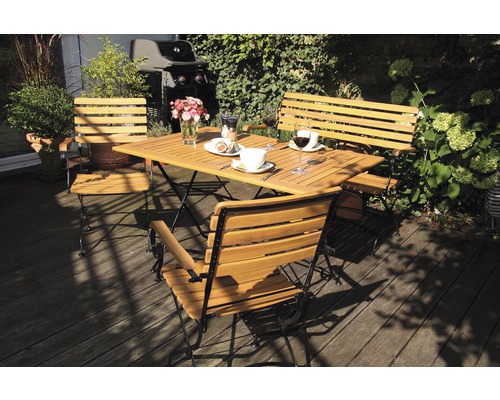 Gartenmöbelset Acamp 6 -Sitzer bestehend aus: 2 Stühle, Bank, Tisch 120 x 80 x 75 cm Eisen Holz braun anthrazit Klappsessel-0