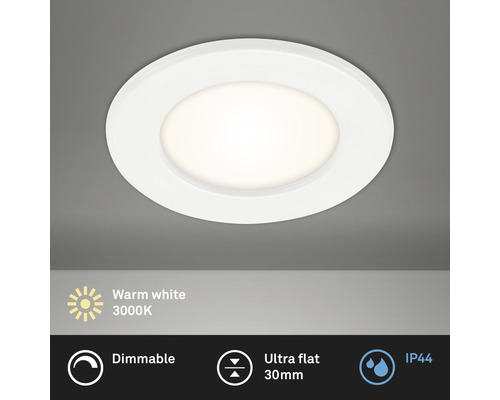 LED Einbauleuchte dimmbar IP44 6W 450 lm 3000 K warmweiß rund weiß Ø 115/100 mm 230V
