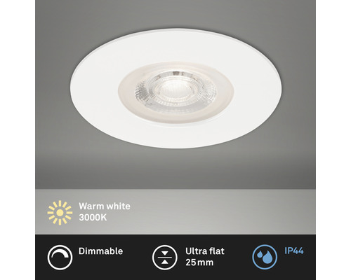 LED Einbauleuchte IP44 dimmbar 5W 460 lm 3000 K weiß Ø 9/6,8 cm 230V Deckeneinbaustrahler, warmweiß, dimmbar, Schutzart IP44