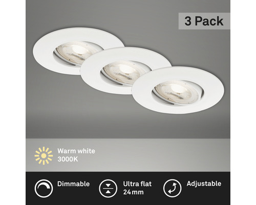 Drei LED Einbaustrahler im Set, warmweißes Licht, dimmbar und justierbar