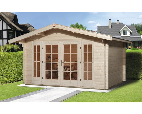 Gartenhaus weka Weekendhaus 137 mit Fußboden 460 x 450 cm natur Holzgartenhaus mit Doppeltür und Fenstern im Garten