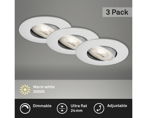 Dreierpackung weiße, dimmbare und verstellbare Einbaustrahler mit flachem Design