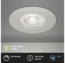 LED Einbauleuchte dimmbar IP44 5W 460 lm 3000 K chrom/matt Ø 9/6,8 cm 230V