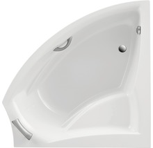 Asymmetrische Badewanne mit Griffen und Ablauf