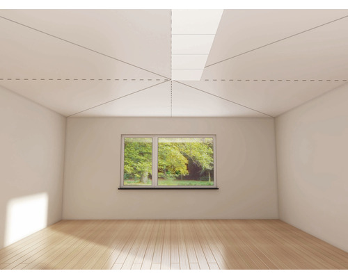 Heller Raum mit Dachfenster, Fenster und Holzboden