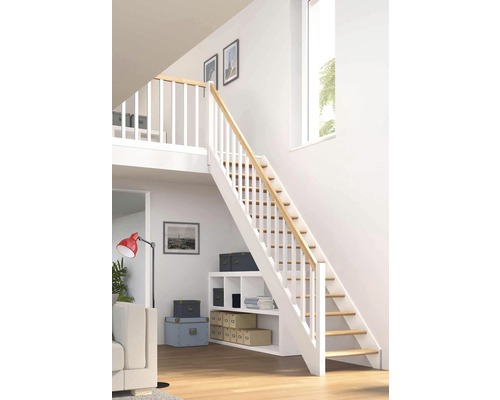 Treppe Schwebend 8 Stufen ohne Geländer Stufen 800 mm (Wangen: Anthrazit)  (Stufen: Verzinkt)