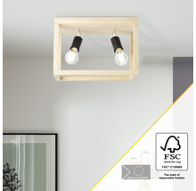 Holzdeckenleuchte mit zwei Lampen