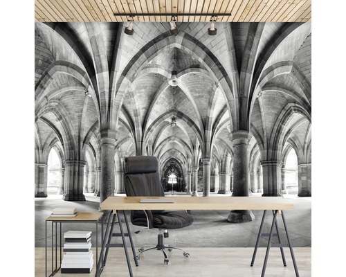 Fototapete mit Steinbogenmotiv für ein Büro