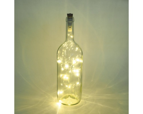 Dekorative Glasflasche mit LED Lichterkette und Korkverschluss