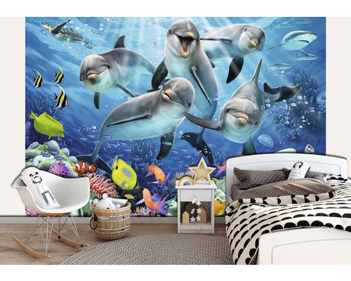 Kinderzimmer mit Fototapete mit Delfinmotiv