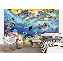 Kinderzimmer mit Fototapete mit Delfinen und Unterwassermotiven