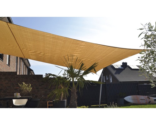 Floracord Vierecksonnensegel 3,6 x 3,6 m, HDPE 180 g/m² wind- und wasserdurchlässig, weizen