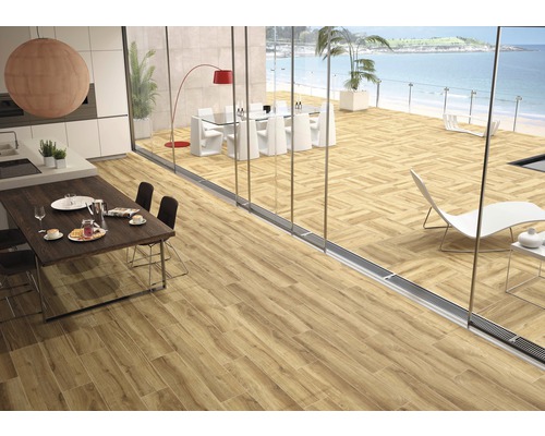 Feinsteinzeug Terrassenplatte Limewood Roble rektifizierte Kante 60 x 60 x 2 cm