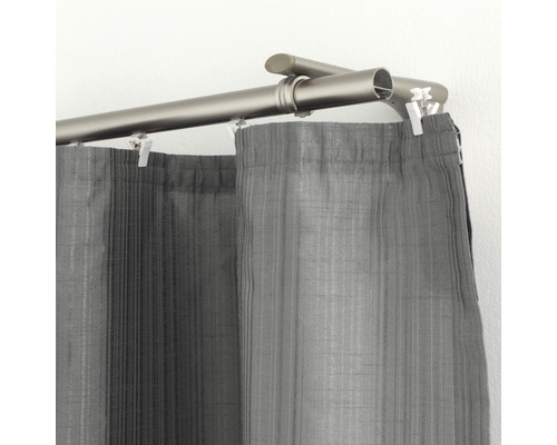 Doppelgardinenstange mit grauen Vorhängen und Zubehör zur Fensterdekoration