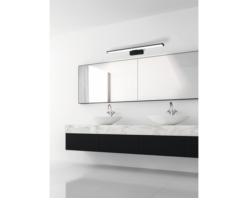 LED Spiegelleuchte IP44 11W 1350 lm 4000 K neutralweiß 600 mm Pandella schwarz/weiß Modernes Badezimmer mit Doppelwaschbecken, Spiegel und LED-Leuchte