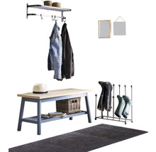 Flurmöbel Set mit Garderobe, Bank, Schuhregal und Fußmatte